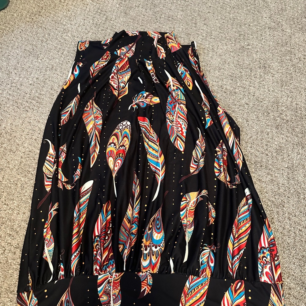 Red and Orange Pleated Maxi Top for Resort Wear
